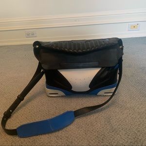 Alexander Wang Black White and Blue Sneaker-Inspired Leather Shoulder Bag